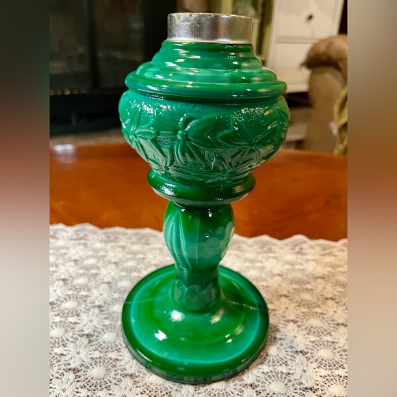 RARE Antique Heinrich Hoffman Opaline Glass Kerosene Lamp Bases - Picture 11 of 16